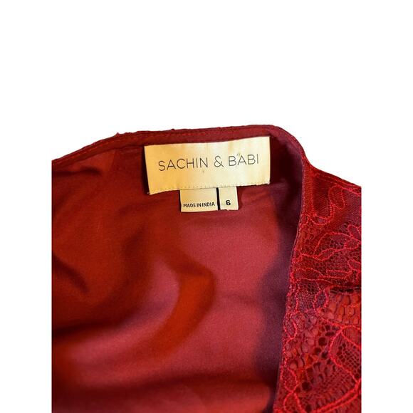 Sachin + Babi Red Lace Dress - Size 6 - Picture 3 of 12
